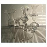 CLEAR GLASS EPERGNE CANDLEBRA CENTERPIECE