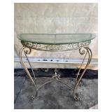 Cast iron glass top entry table