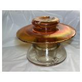 Antique CARNIVAL glass insulator LARGE RARE
