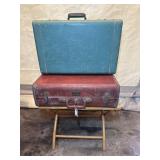 VINTAGE SUITCASES AND SUITCASE STAND