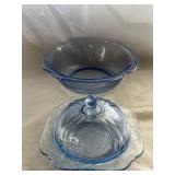 Indiana glass butter dish, and serving bowl set