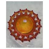 VIKING GLASS AMBERINA LACED DISH
