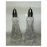 CLEAR GLASS SALT AND PEPPER SHAKERS