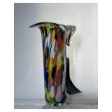 Art Glass Fluted Bud Vase