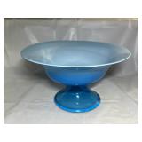 BLUE MILK GLASS COMPOTE DISH