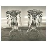 CLEAR GLASS PRISM CANDLESTICKS