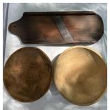 PRIMITIVE DOUGH, BOWLS, AND KRAUT CUTTER