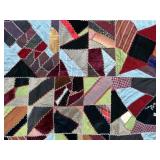 ANTIQUE CRAZY QUILT HANDMADE 1900s