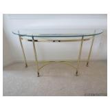 Glass Top Brass Console table
