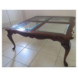 Glass Top Cherry Finish Coffee Table