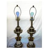 Pair Of Stiffel Tan/brass Lamps
