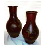 Pair Of Red Wash Vases