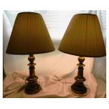 Pair Of Medallion Brass Lamps