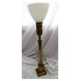Brass Lamp W/glass Shade
