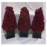 Set of 3 Deep red Rose Displays