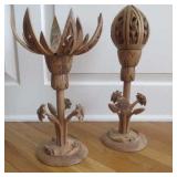 Pair Of Wooden Lotus Flowers