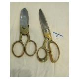 Pair HEAVY brass handled garden shears