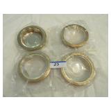 4 new glass with brass rim wine coasters