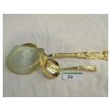 Gold plated ladle (Italy) and tomato spoon(England Gold plated ladle (Italy) and tomato spoon(England