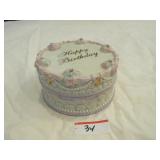 Lenox Happy Birthday ceramic music box w/ candle