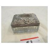 Small glass vanity box w/ sterling lid approx 3" Small glass vanity box w/ sterling lid approx 3"