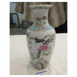 Famille rose vase approx 12" H, chip under