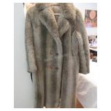 Vintage knee length faux fur coat with plastic