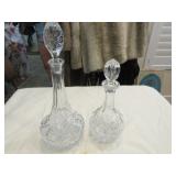 2 pressed glass decanters (tallest approx. 16") 2 pressed glass decanters (tallest approx. 16")