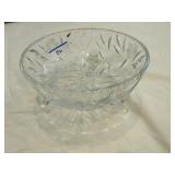 Cut glass footed serving bowl approx 10" diam