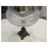 Hollywood Regency crystal centerpiece bowl on Hollywood Regency crystal centerpiece bowl on