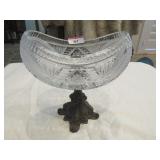 Hollywood Regency crystal centerpiece bowl on