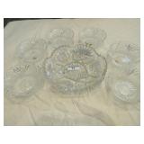 Crystal serving bowl, 6 Nachtmann fruit bowls