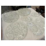 Starburst Depression glass: 4 large trays (14"-16"