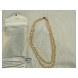 Vintage double strand cultured pearl necklace w/