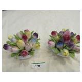 2 Ariistocrat bone china flower figures (1 crack) 2 Ariistocrat bone china flower figures (1 crack)