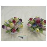 2 Ariistocrat bone china flower figures (1 crack)