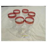 6 ruby flash stemmed cordial glasses