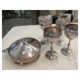 4 Valero (Spain) silverplate stemmed wine goblets, 4 Valero (Spain) silverplate stemmed wine goblets,