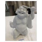 Blanc de Chine Laughing Buddha w/ Fan: symbol Blanc de Chine Laughing Buddha w/ Fan: symbol