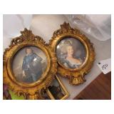 Pair framed prints: Blue Boy, Marie Antoinette