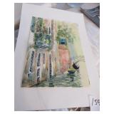 Original watercolor of Venice canal