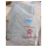 Vintage blue tablecloth, white cloth napkins Vintage blue tablecloth, white cloth napkins