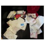 Large lot vintage hankies, velvet hankie box Large lot vintage hankies, velvet hankie box