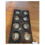 8 framed portrait prints in wooden frames w/ 8 framed portrait prints in wooden frames w/