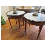 French Regency style marble top end tables w/