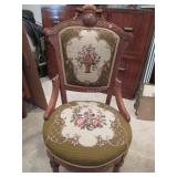 Victorian parlor chair w/ needlepoint seat