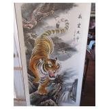 Chinese tiger scroll celebrating birthday Chinese tiger scroll celebrating birthday