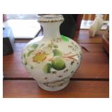 Victorian molded and painted milk glass vase Victorian molded and painted milk glass vase