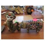 2 Chinese cloisonne figures:monkey, pig 2 Chinese cloisonne figures:monkey, pig