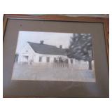 Charcoal drrawing of home, signed Charcoal drrawing of home, signed